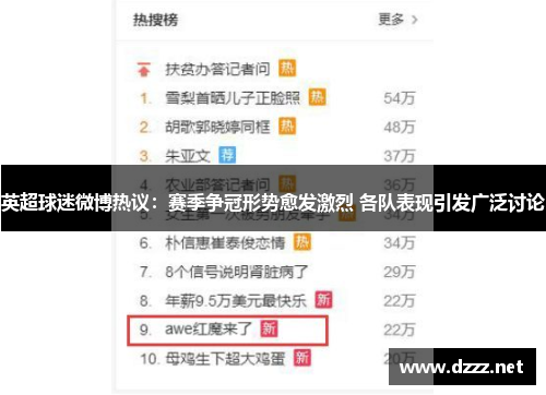 英超球迷微博热议：赛季争冠形势愈发激烈 各队表现引发广泛讨论